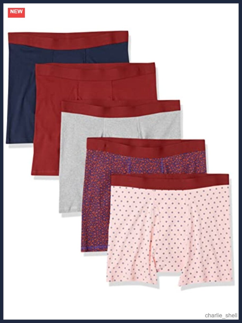 Men's Breathable Cotton Boxer Briefs Tag-Free Pack of 5 Underwear